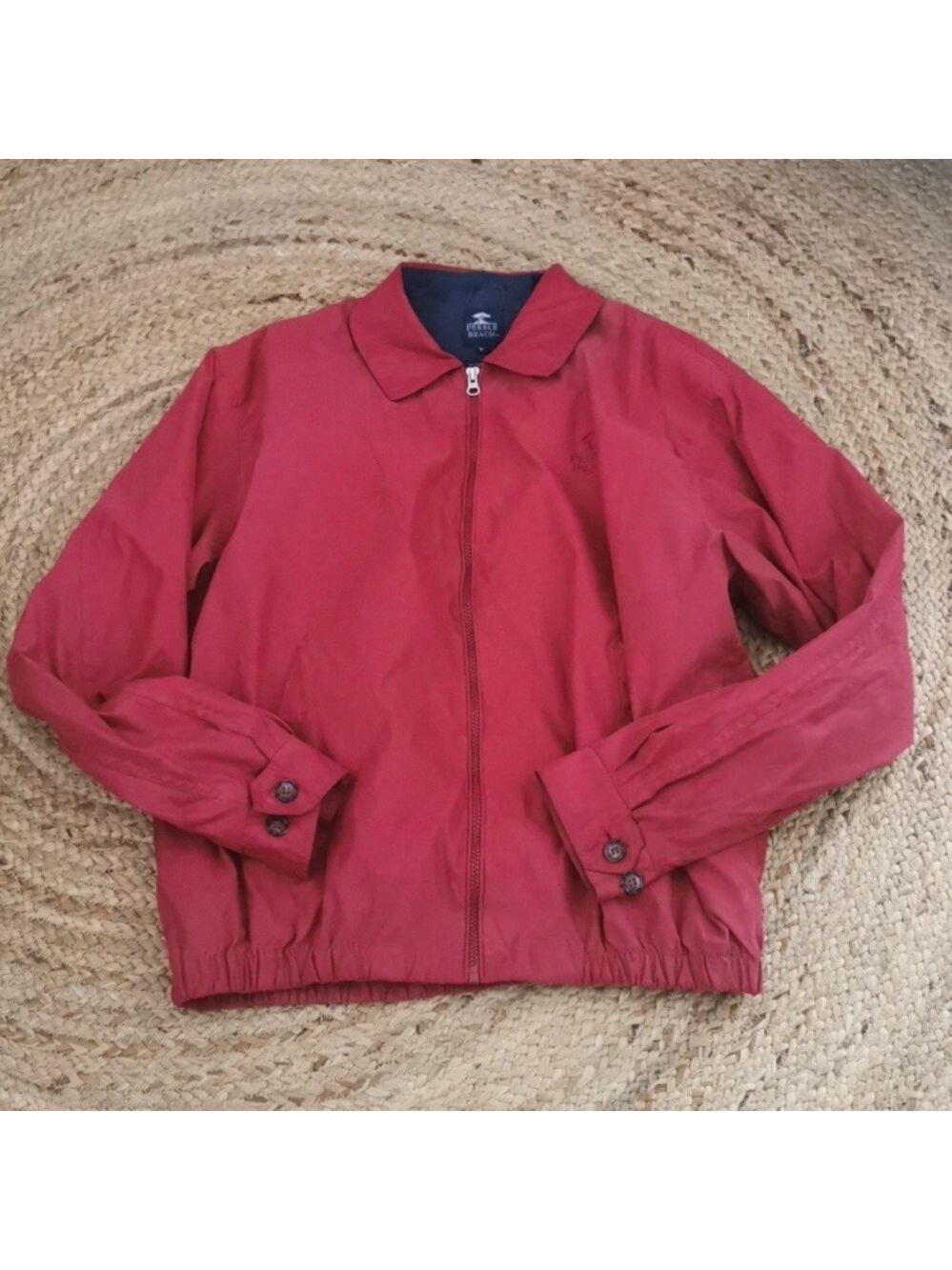 Mens  Vintage Pebble Beach Red Sporty Lightweight Golf Windbreaker. Size Large